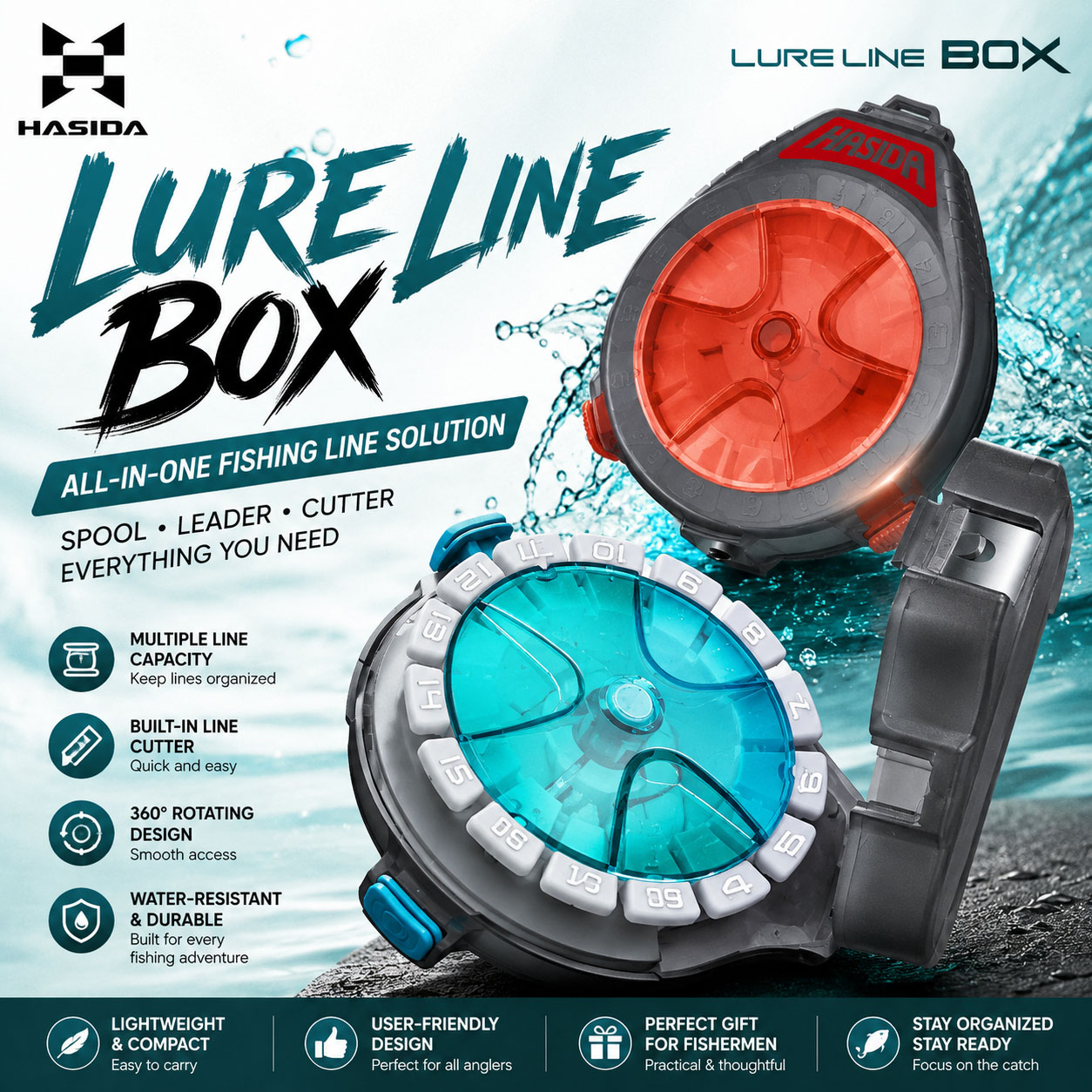 Leader Line - Caixa para Linha de Pesca HASIDA